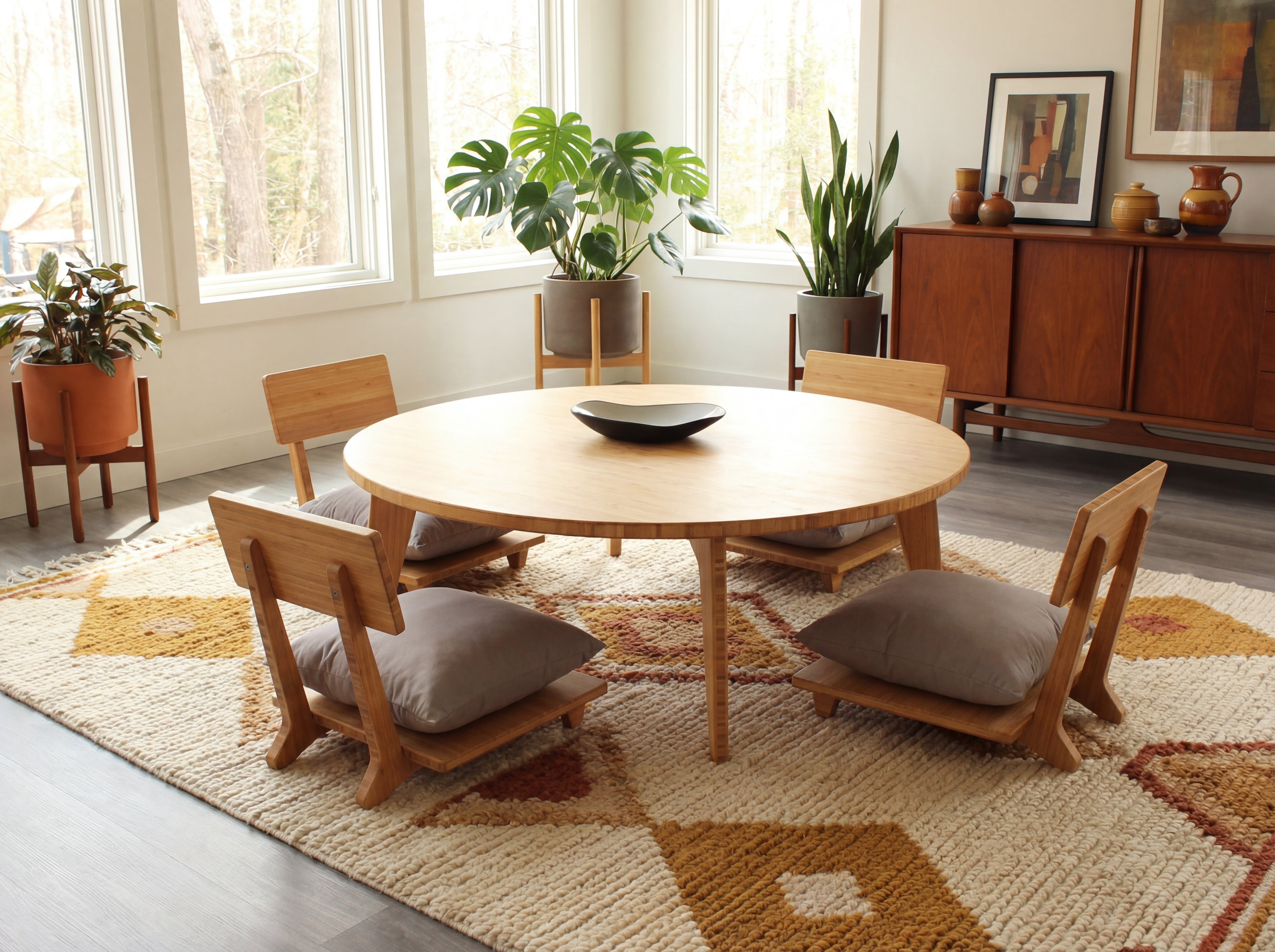 Large Circle Table Set - Natural Bamboo – Reforest Design