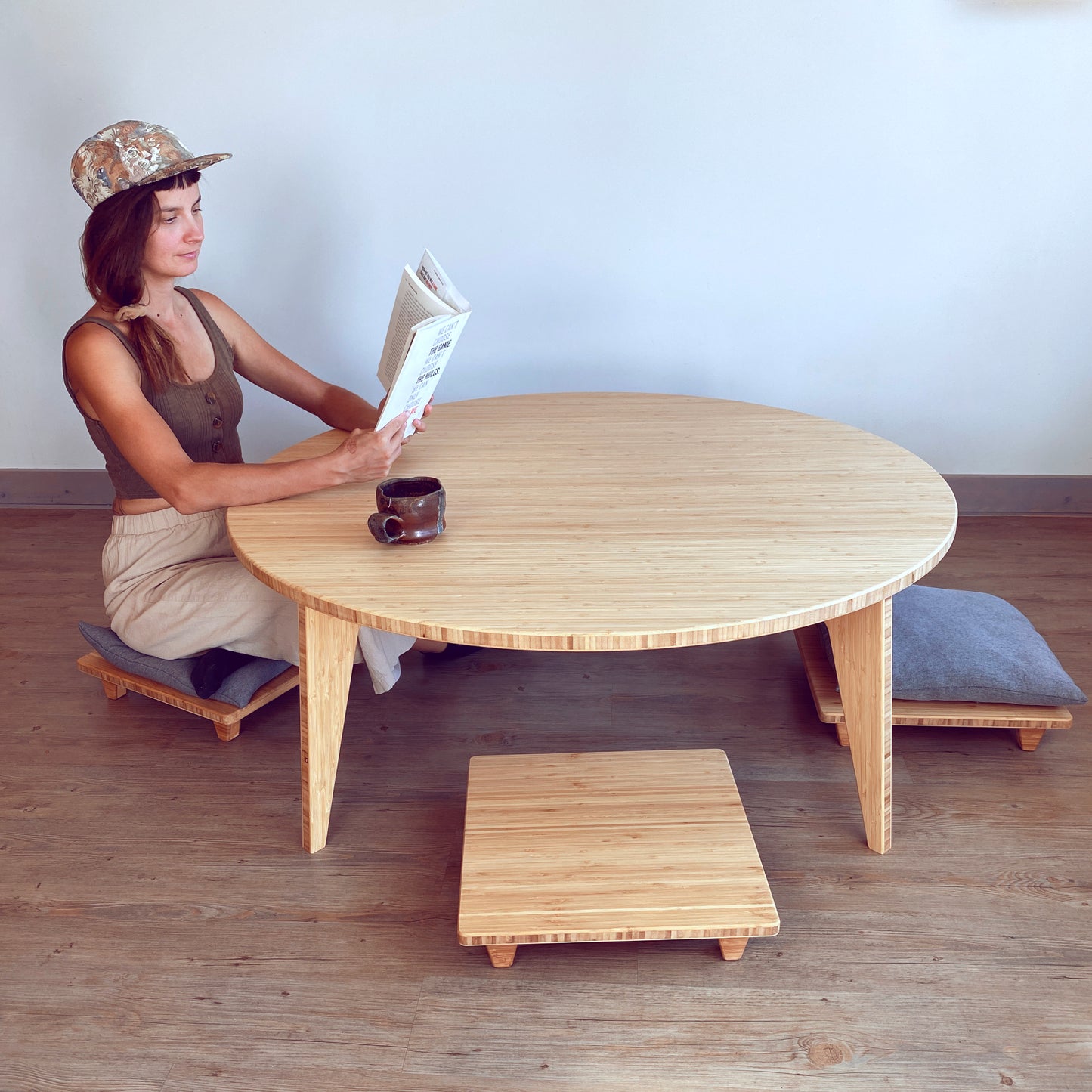 LOW Round Coffee Table: Natural Bamboo - Large