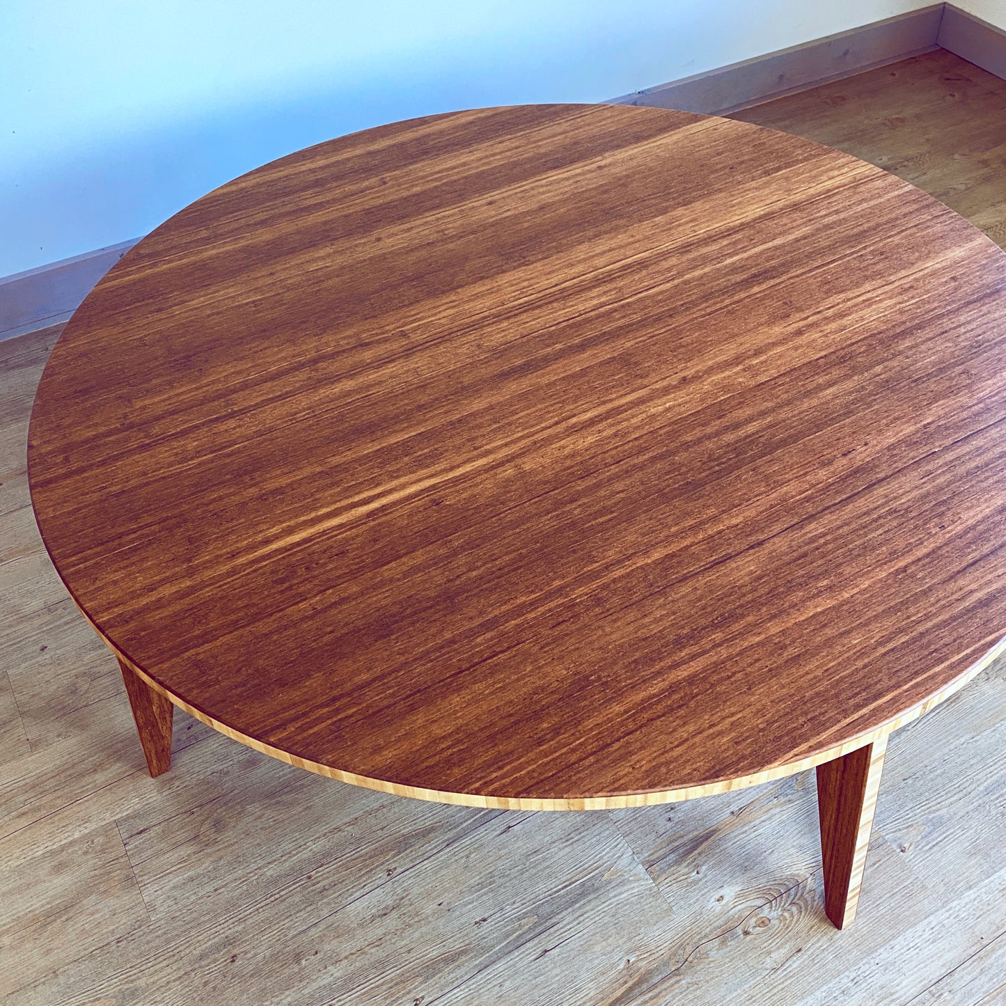 LOW Round Coffee Table Set: Walnut Bamboo - Large