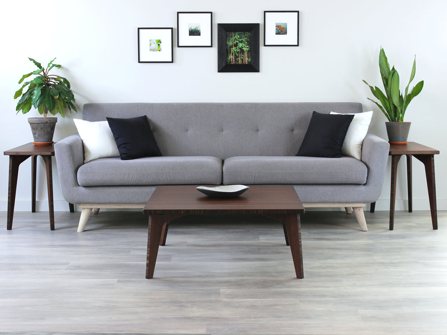 A small square, walnut bamboo table with visible wood grain, placed on a grey floor.
mid century modern low table
midcentury modern coffee table
floor table
japan coffee table
japan furniture
japan table
small coffee table
bamboo low table