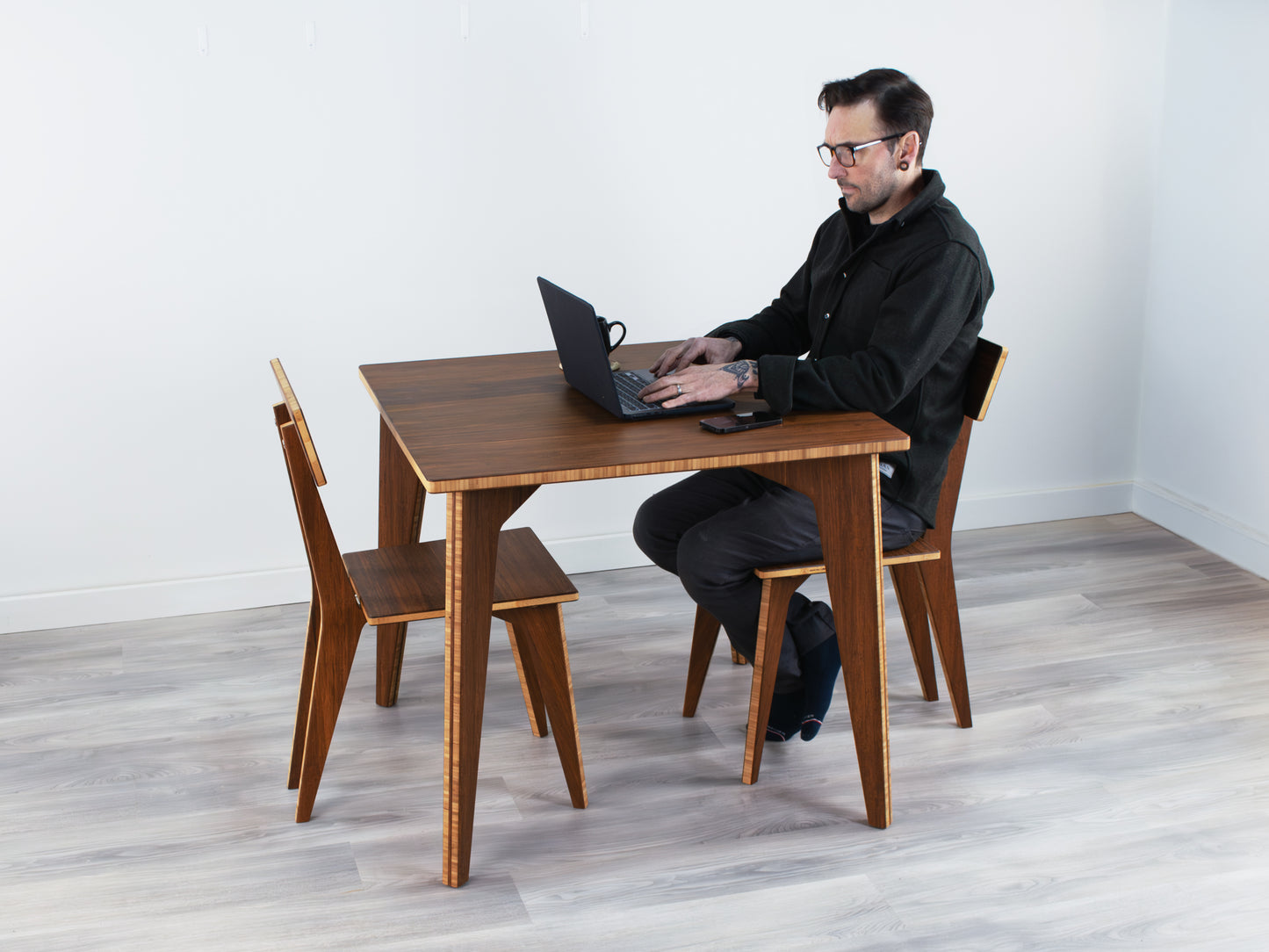 STAN Square Dining Table Set - Small - Chestnut