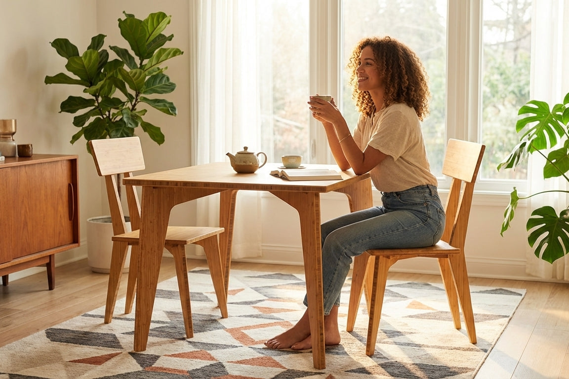 STAN Square Dining Table Set - Small - Chestnut