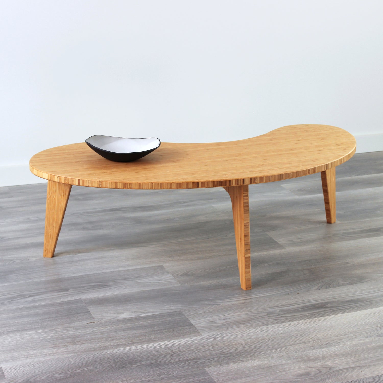 Bamboo natural kidney-shaped low table, offering a sleek and functional design, perfect for contemporary living rooms or as a versatile coffee table