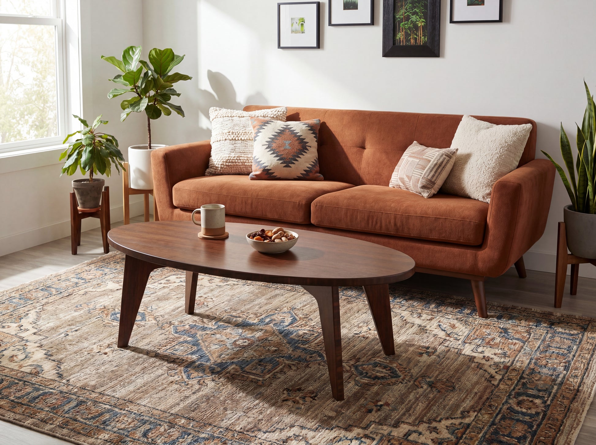Living room with a brown sofa, bamboo coffee table, and decorative elements.

mid century modern low table
midcentury modern coffee table
floor table
japan coffee table
japan furniture
japan table
bamboo low table

