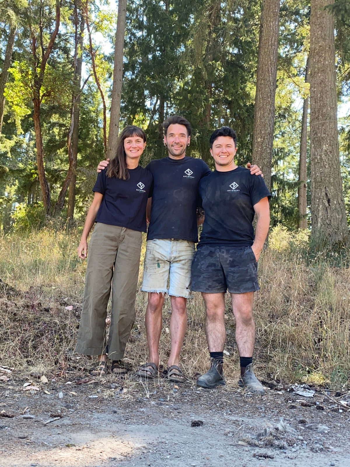 The Reforest furniture team outdoors on Salt Spring Island, British Columbia