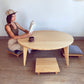 LOW Round Coffee Table Set: Natural Bamboo - Large