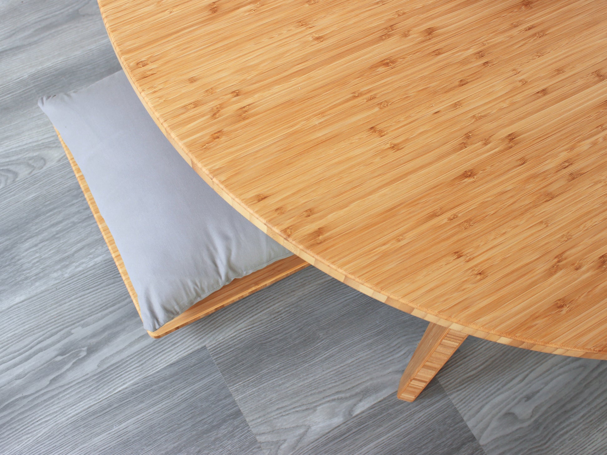 Custom large circle bamboo table with natural color finish, featuring a mid-century modern design, perfect for stylish interiors made in Canada.

japanese furniture
japanese low table
low coffee table
low dining table
low table
mid century
minimalist
minimalist table
modern
