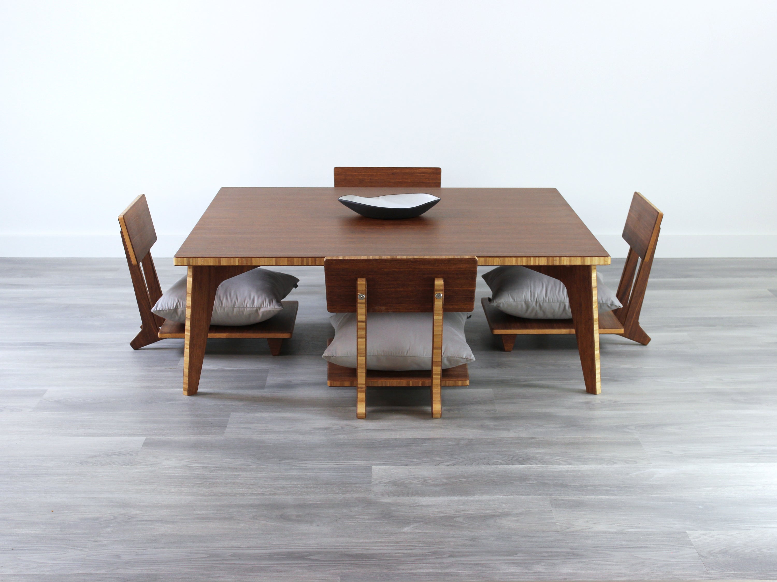 Large Square Low Bamboo Table Set | Walnut | Reforest Design