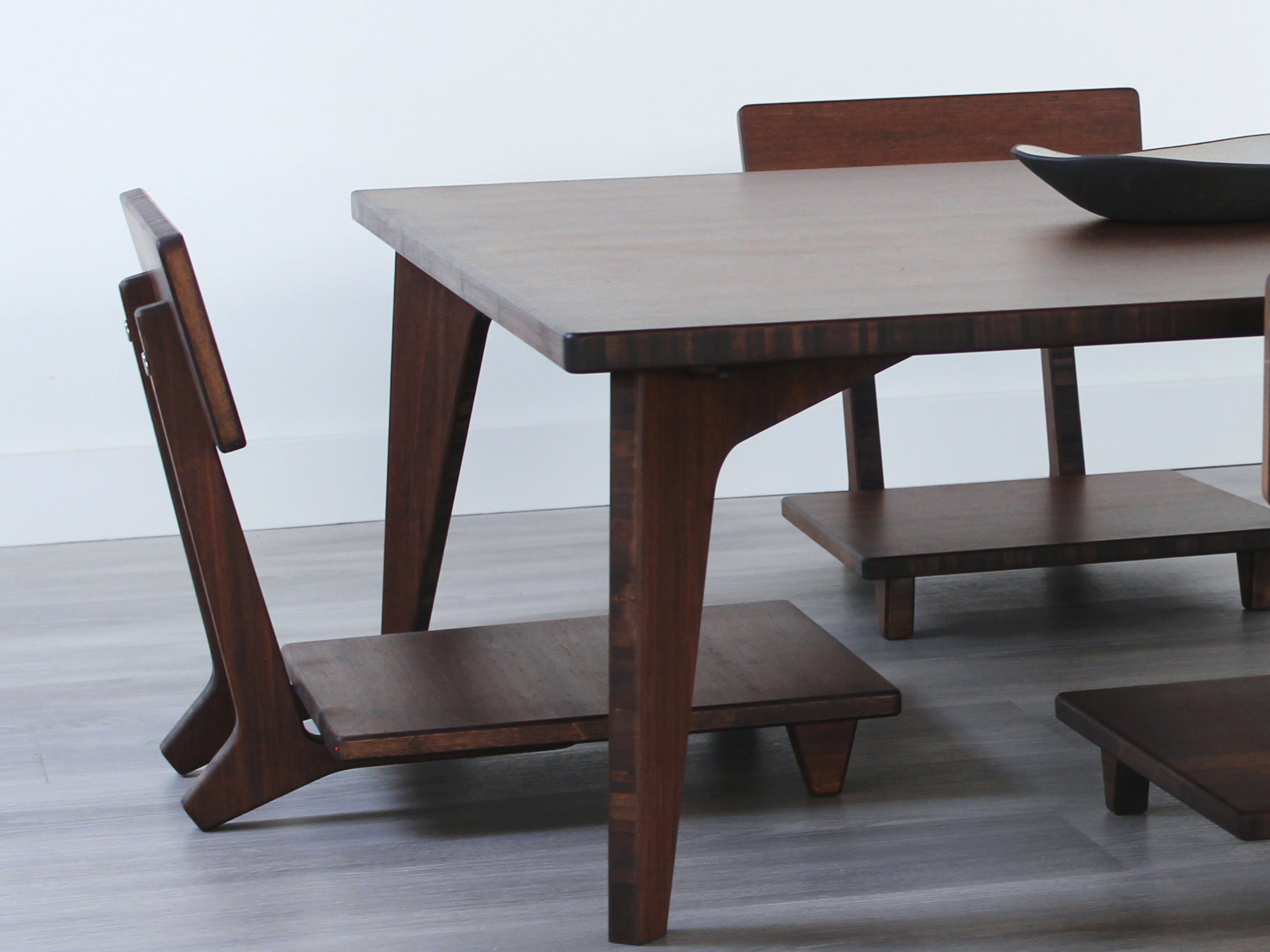 Large Square Low Bamboo Table Set | Walnut | Reforest Design