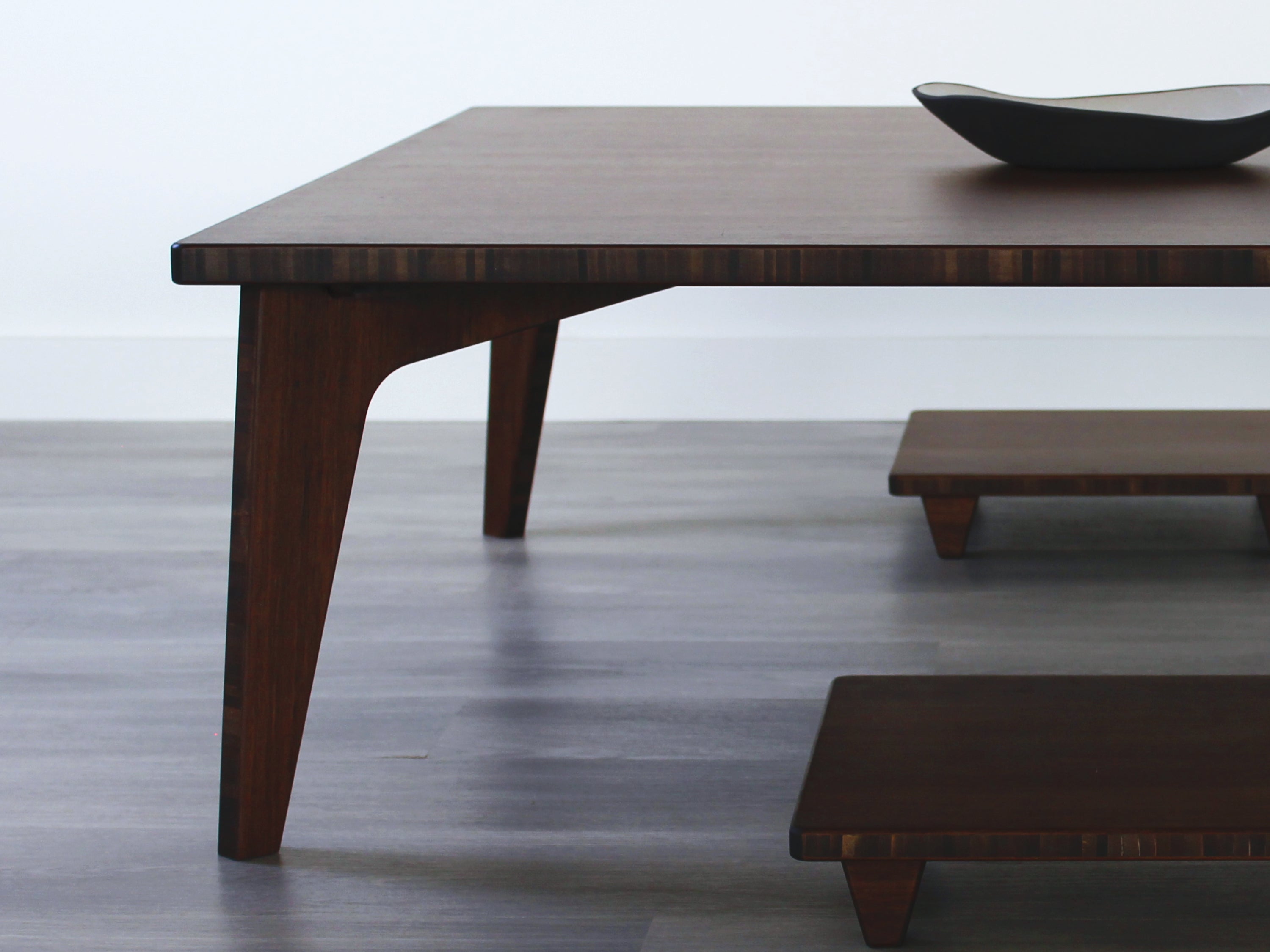 Large Square Low Bamboo Table Set | Walnut | Reforest Design