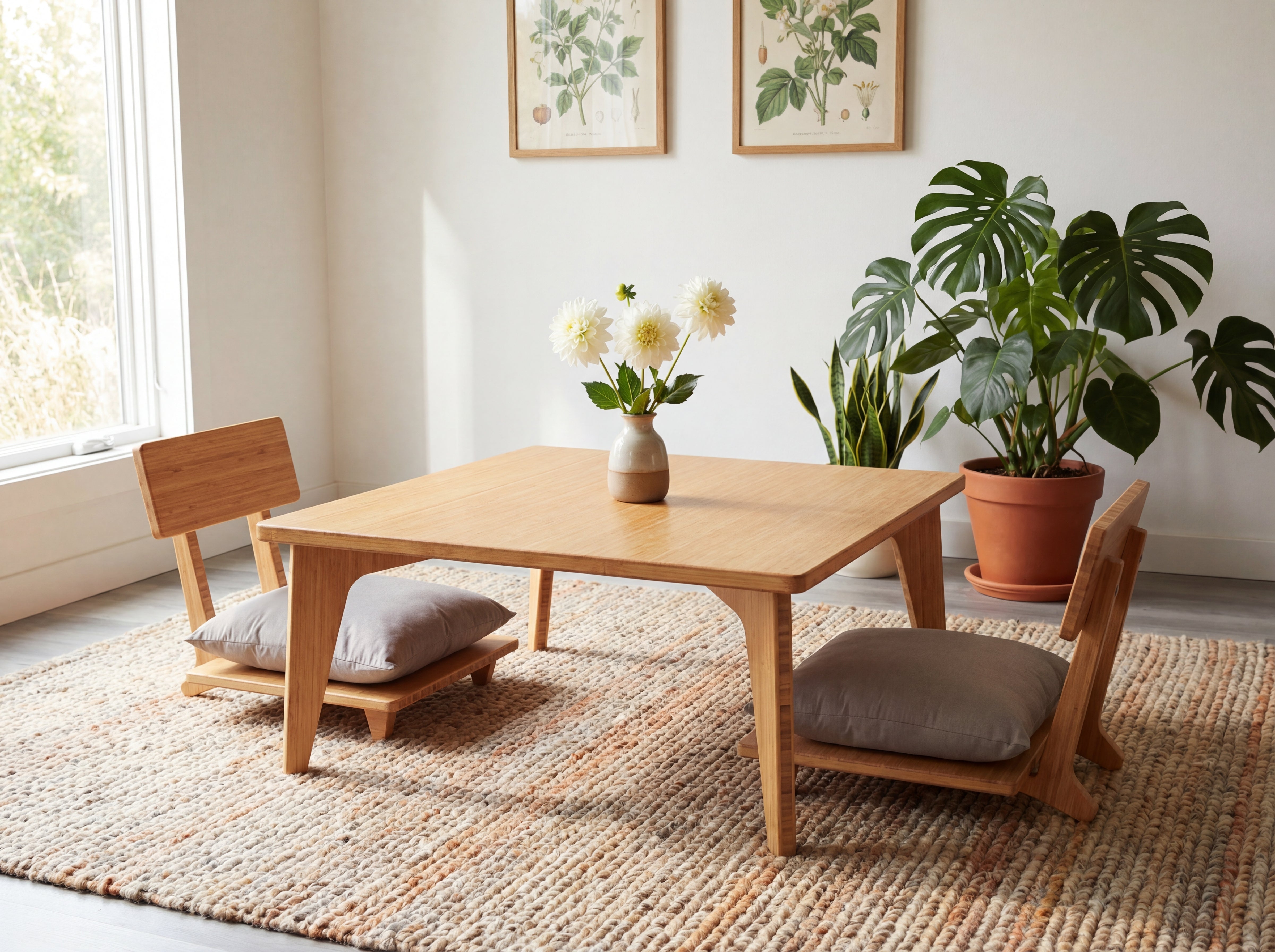 Small Square Table Set - Natural Bamboo – Reforest Design