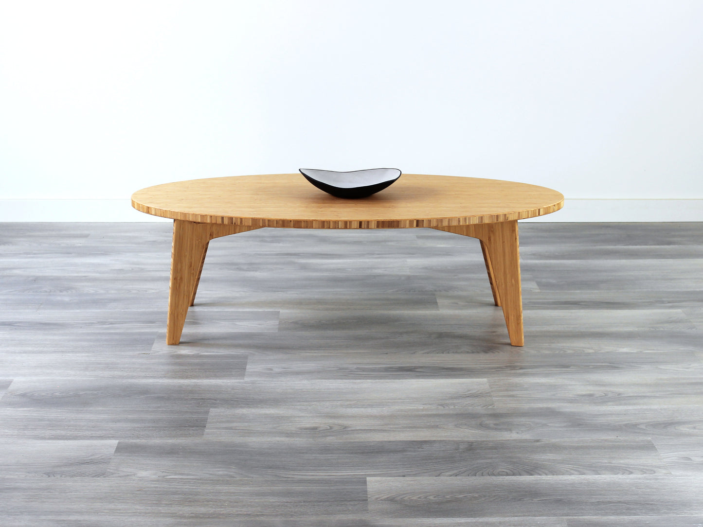 Custom made Oval floor table bamboo Natural Made in Canada