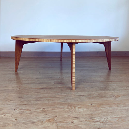 LOW Round Coffee Table: Walnut Bamboo - Large