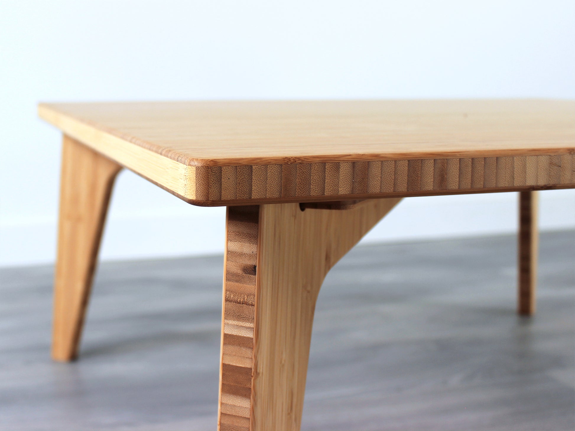 Small Square Table Set in natural finish. Close up of side, grain and thickness is featured. 

floor dining table bamboo
floor table
japan coffee table
japan furniture
japan table
japanese
japanese furniture
japanese low table
japanese table
kotatsu
large coffee table
large dining table
