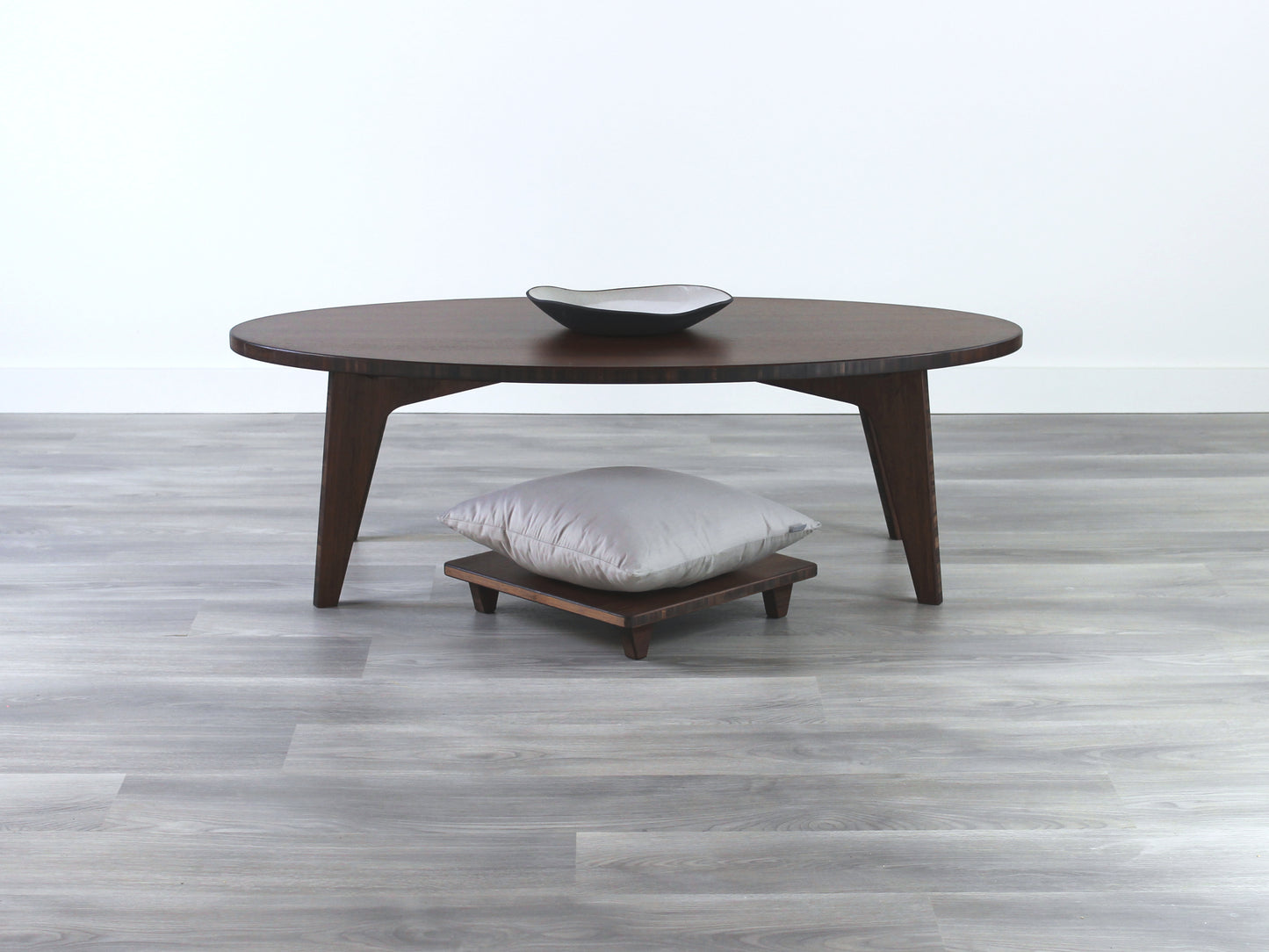 custom made Walnut bamboo floor table wtih floor chair Made in Canada