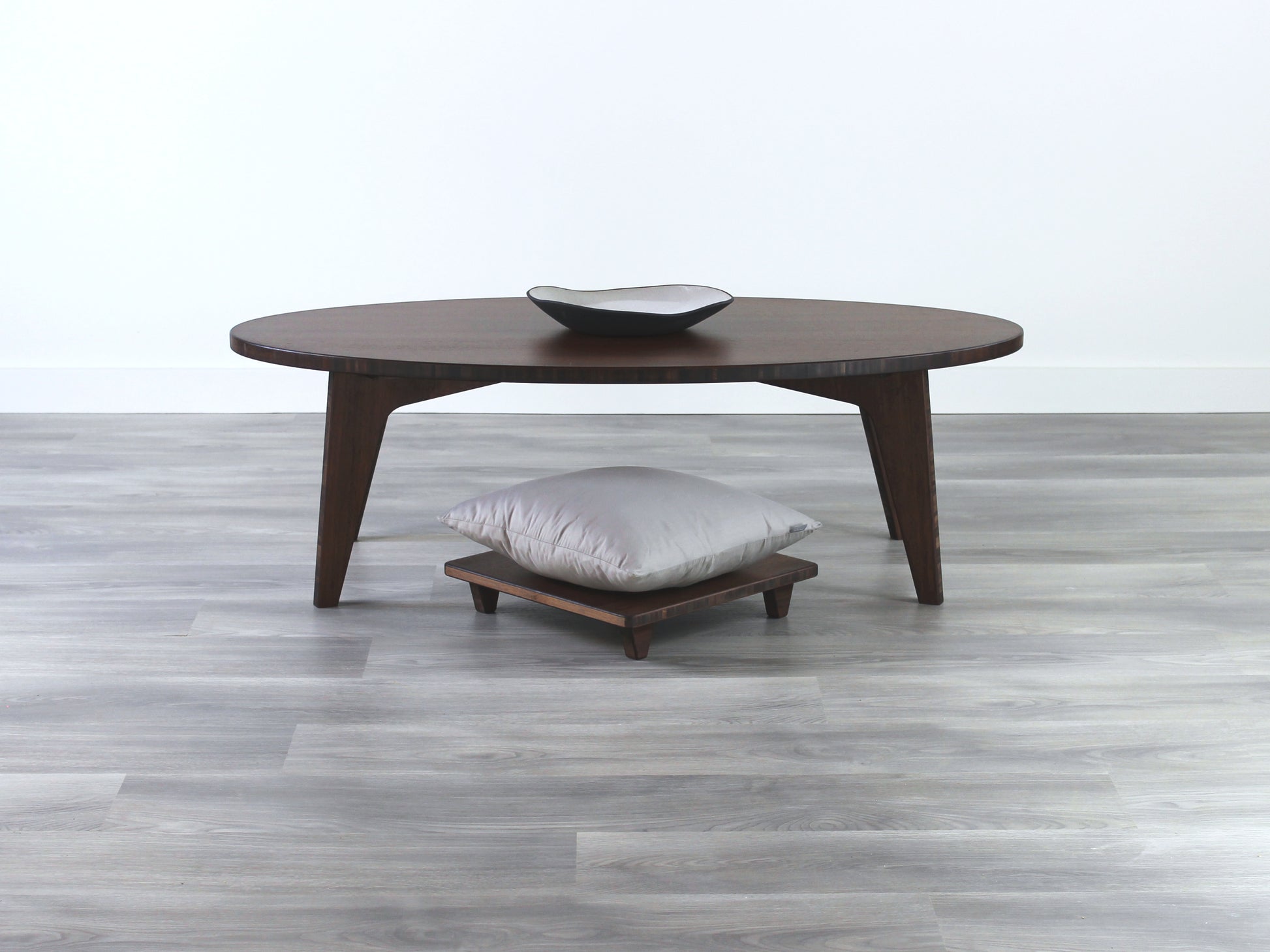 custom made Walnut bamboo floor table wtih floor chair Made in Canada