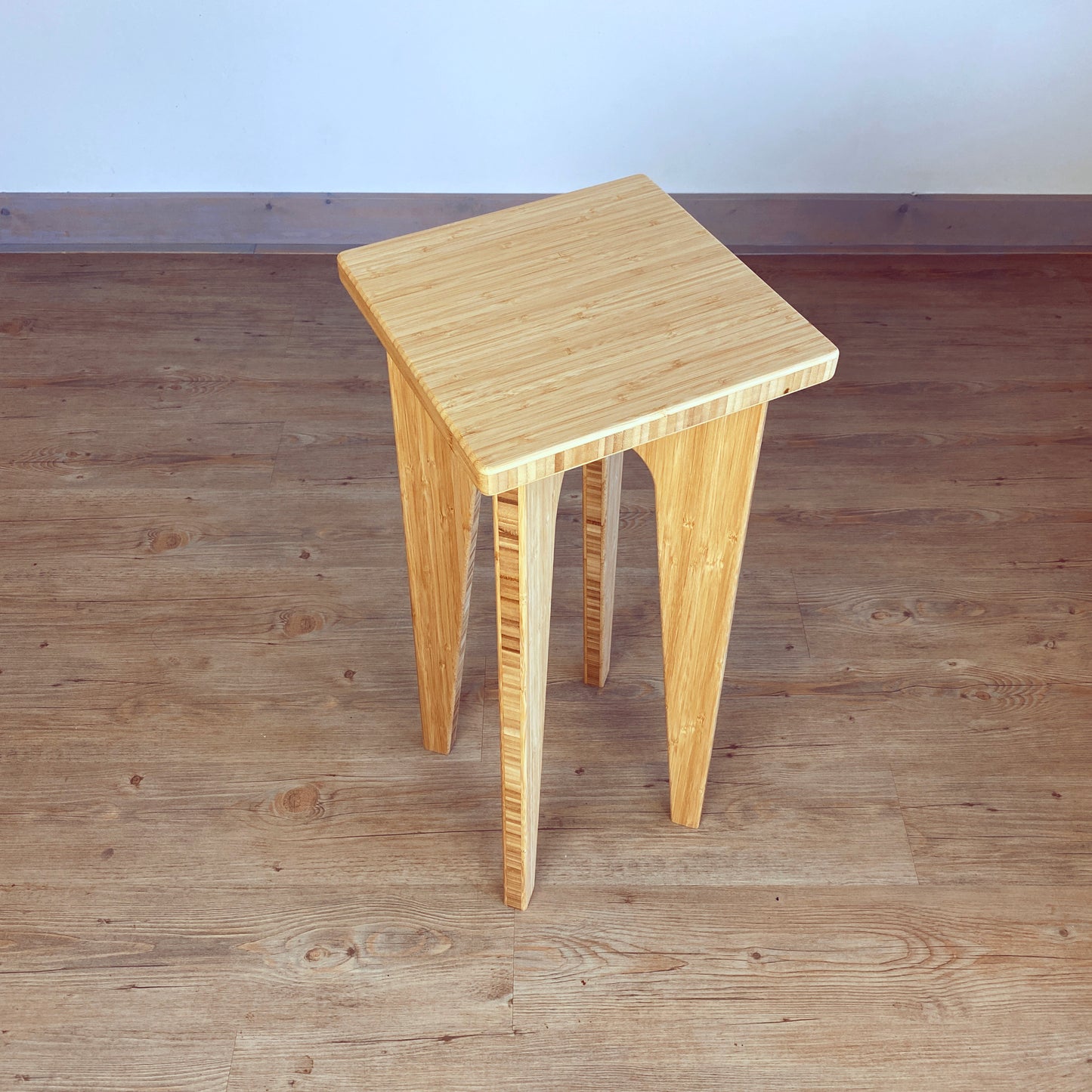 TALL Narrow Side Table: Natural Bamboo - Square