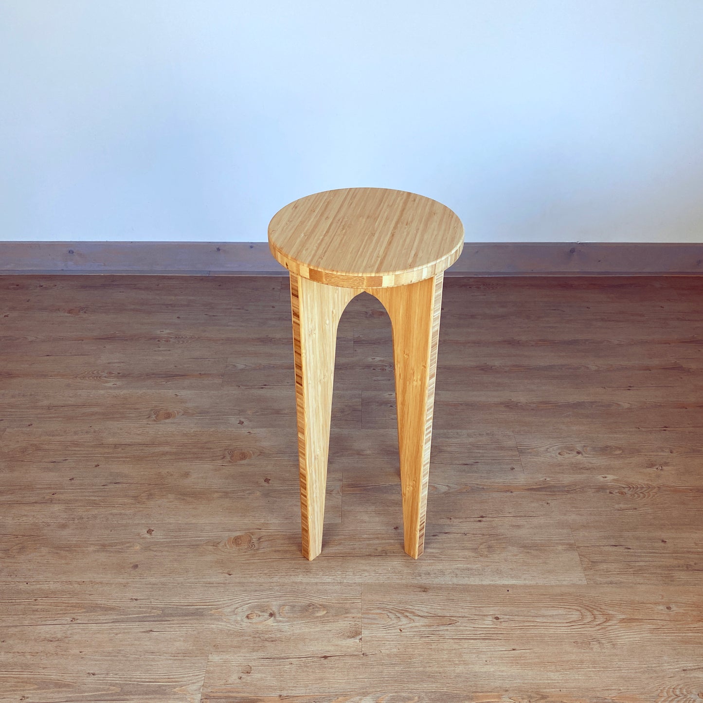 TALL Narrow Side Table: Natural Bamboo - Round