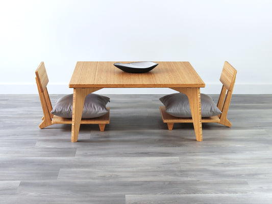 Natural bamboo small table set midcentury modern coffee table made in canada