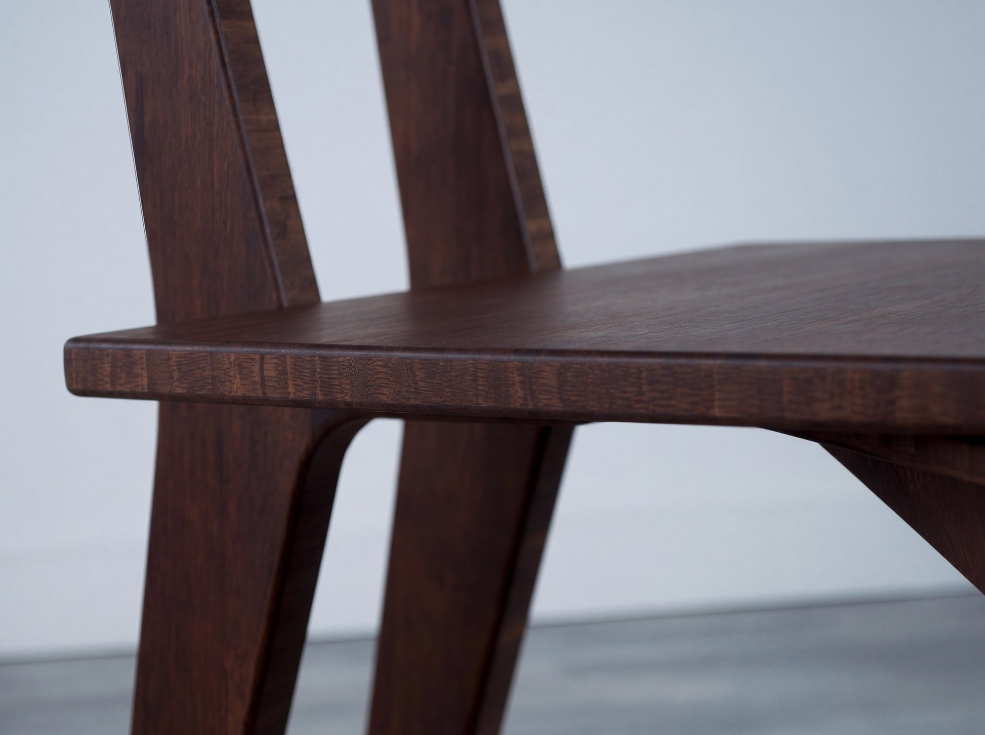 bamboo dining chair base closeup on white background