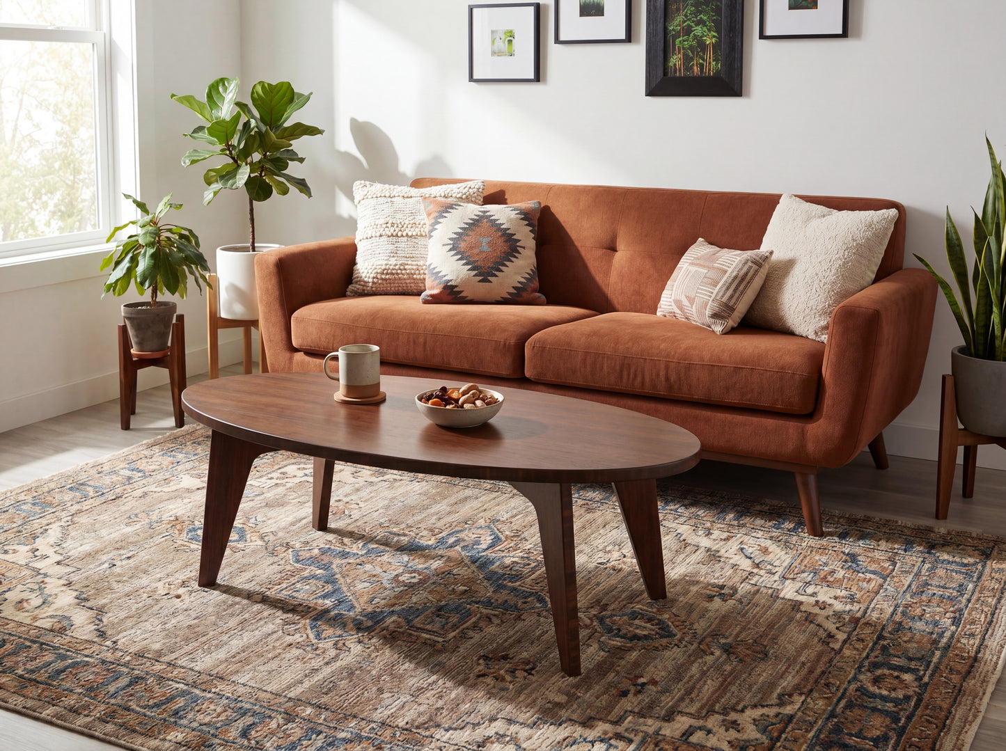 Living room with a brown sofa, bamboo coffee table, and decorative elements.

mid century modern low table
midcentury modern coffee table
floor table
japan coffee table
japan furniture
japan table
bamboo low table

