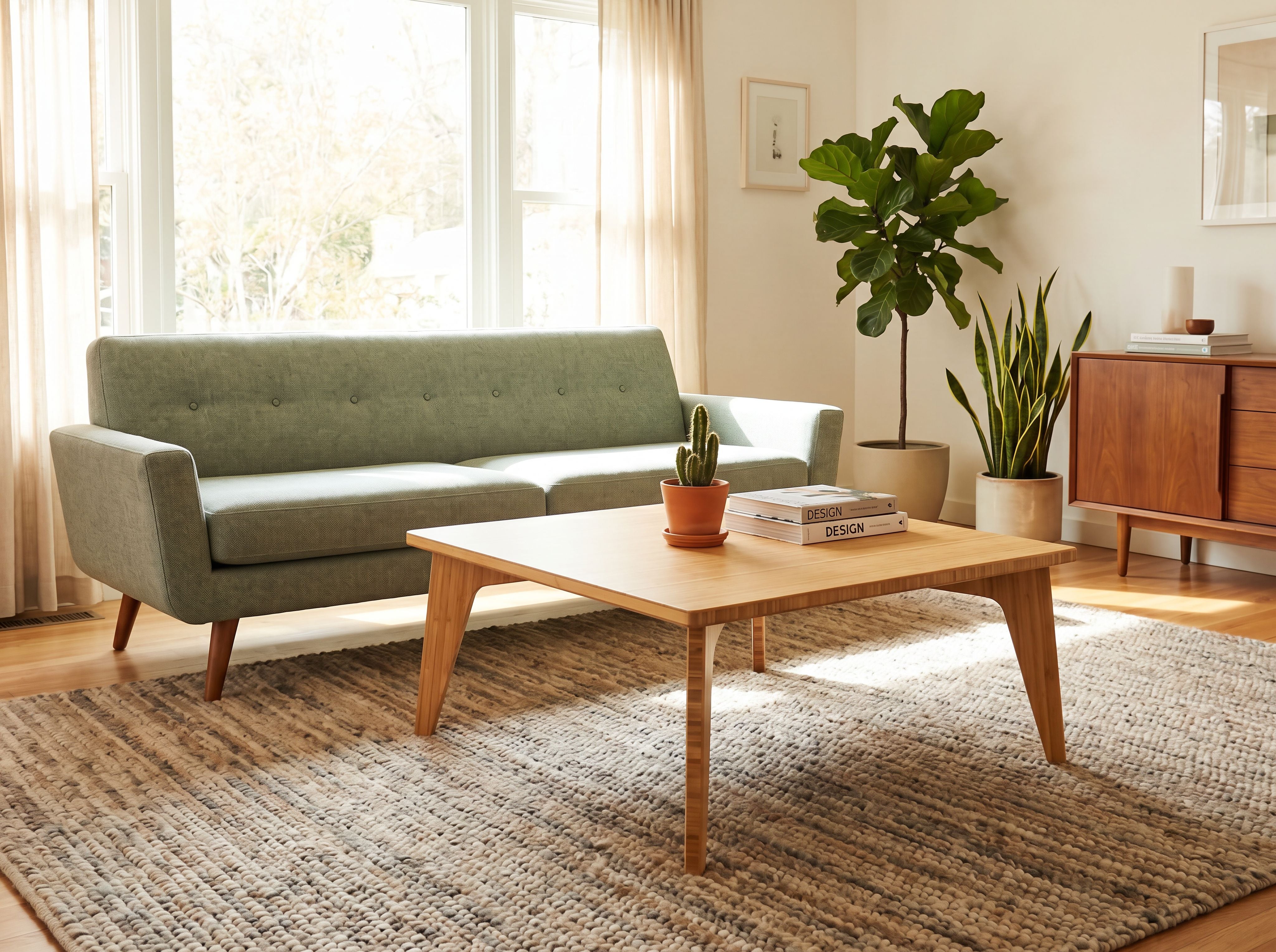 センターテーブル・ローテーブル Square Design vintage low table modern Small Square Table - Natural Bamboo – Reforest Design