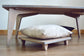 Sustainable grey bamboo table with pillow lift. Japanese, mid-century, Scandinavian and contemporary inspired.