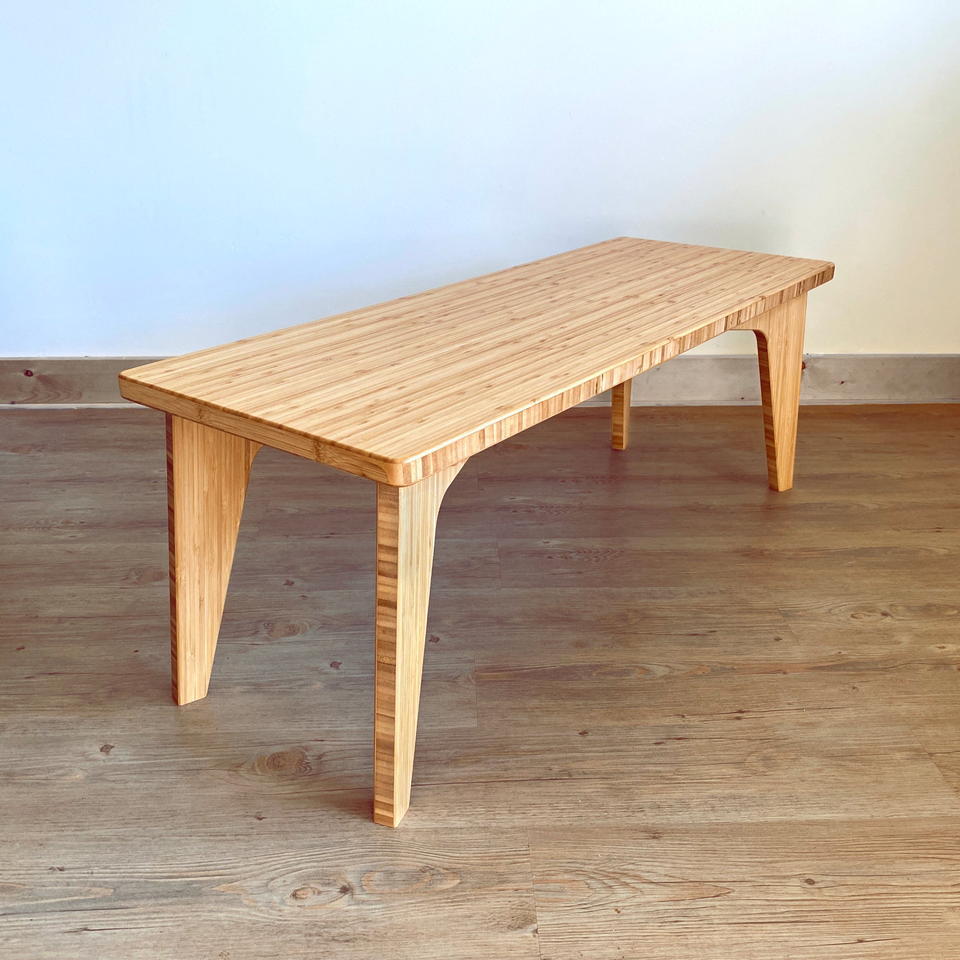 Natural bamboo computer desk. Japanese, mid-century, Scandinavian and contemporary inspired. Sustainable wood alternative, made from solid grass