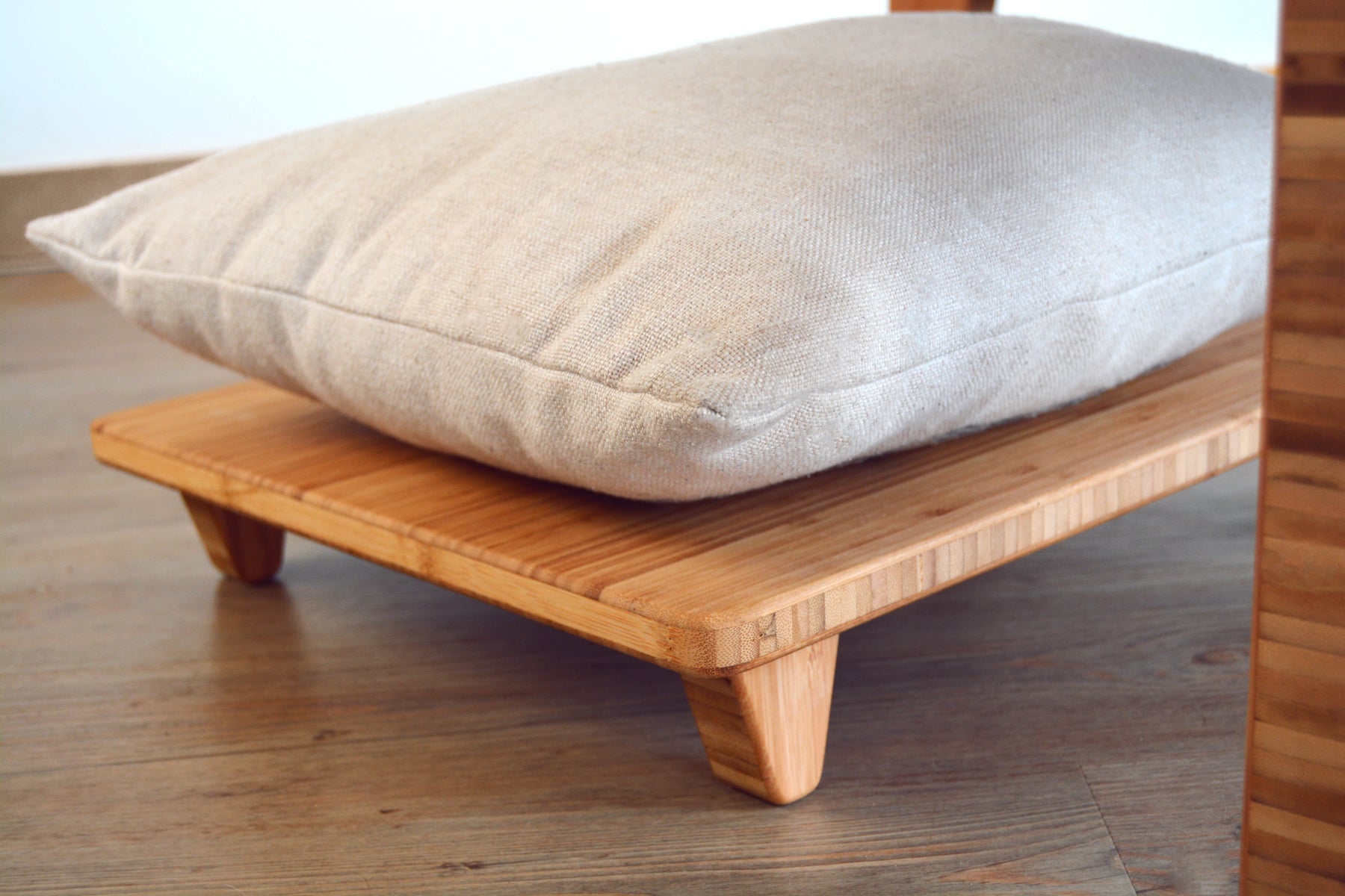 Natural bamboo pillow lift. Japanese, mid-century, Scandinavian and contemporary inspired. Sustainable wood alternative, made from solid grass.