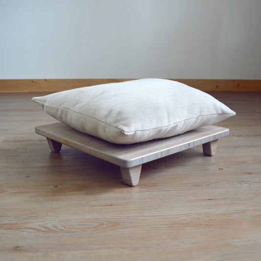 Natural bamboo pillow lift in grey. Japanese, mid-century, Scandinavian and contemporary inspired. Sustainable wood alternative, made from solid grass.